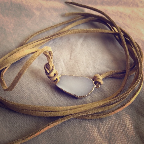 J. Jill Jewelry - Druzy gemstone tan suede bracelet